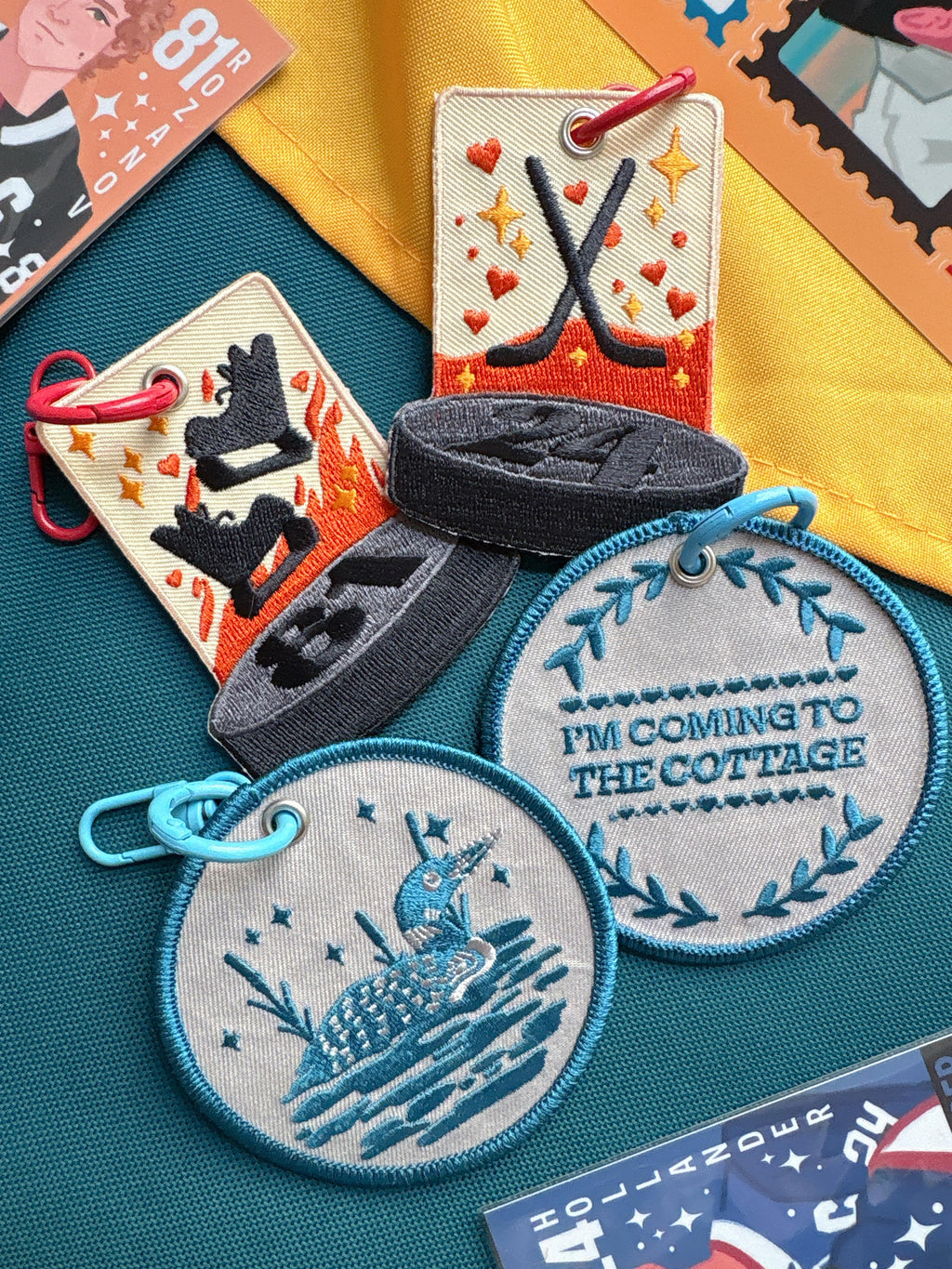Hockey Embroidery Keychains