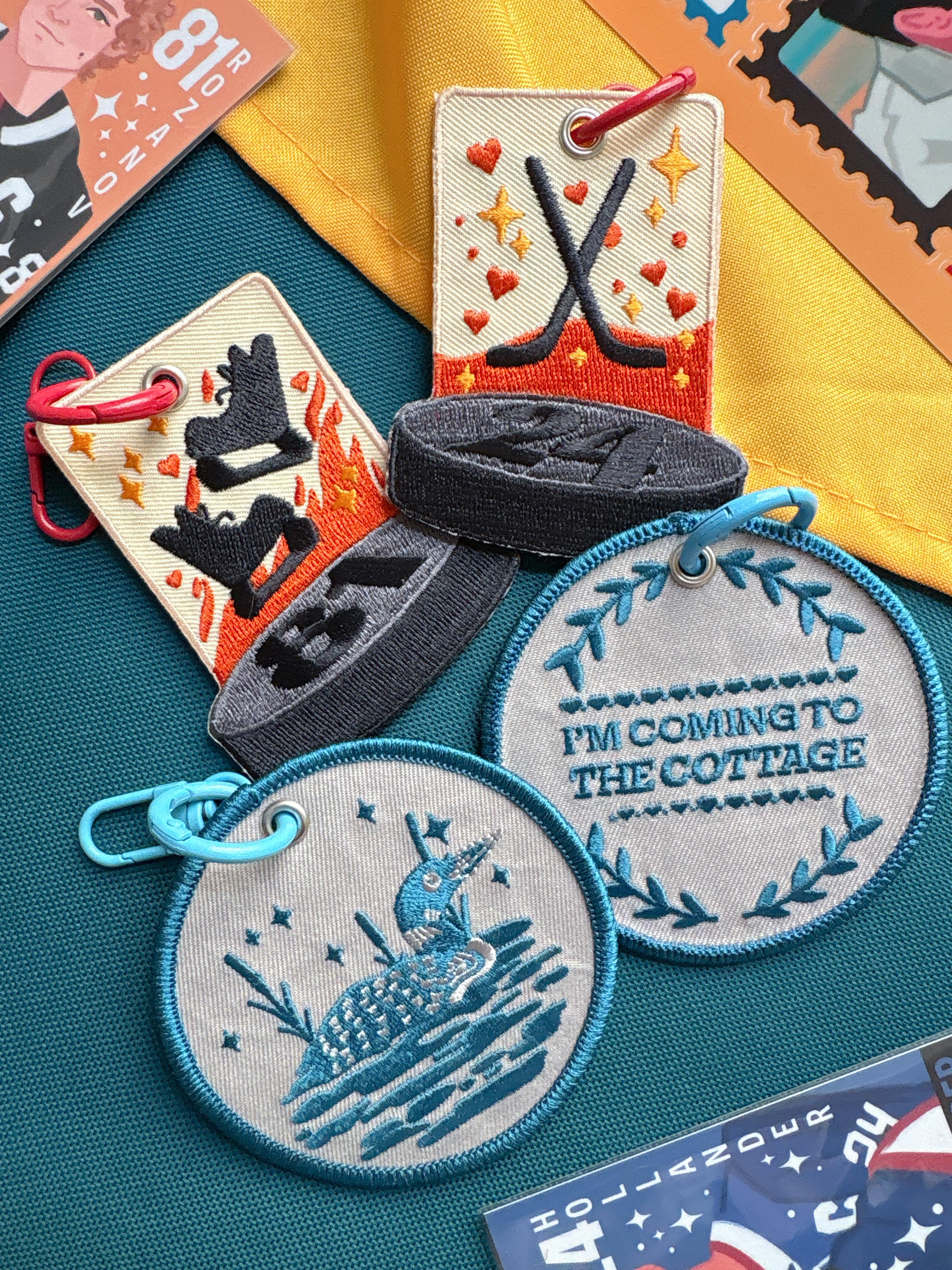 Hockey Embroidery Keychains