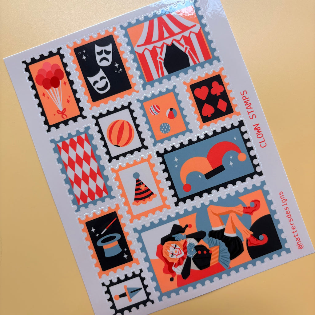 Clown Stamp Stickers