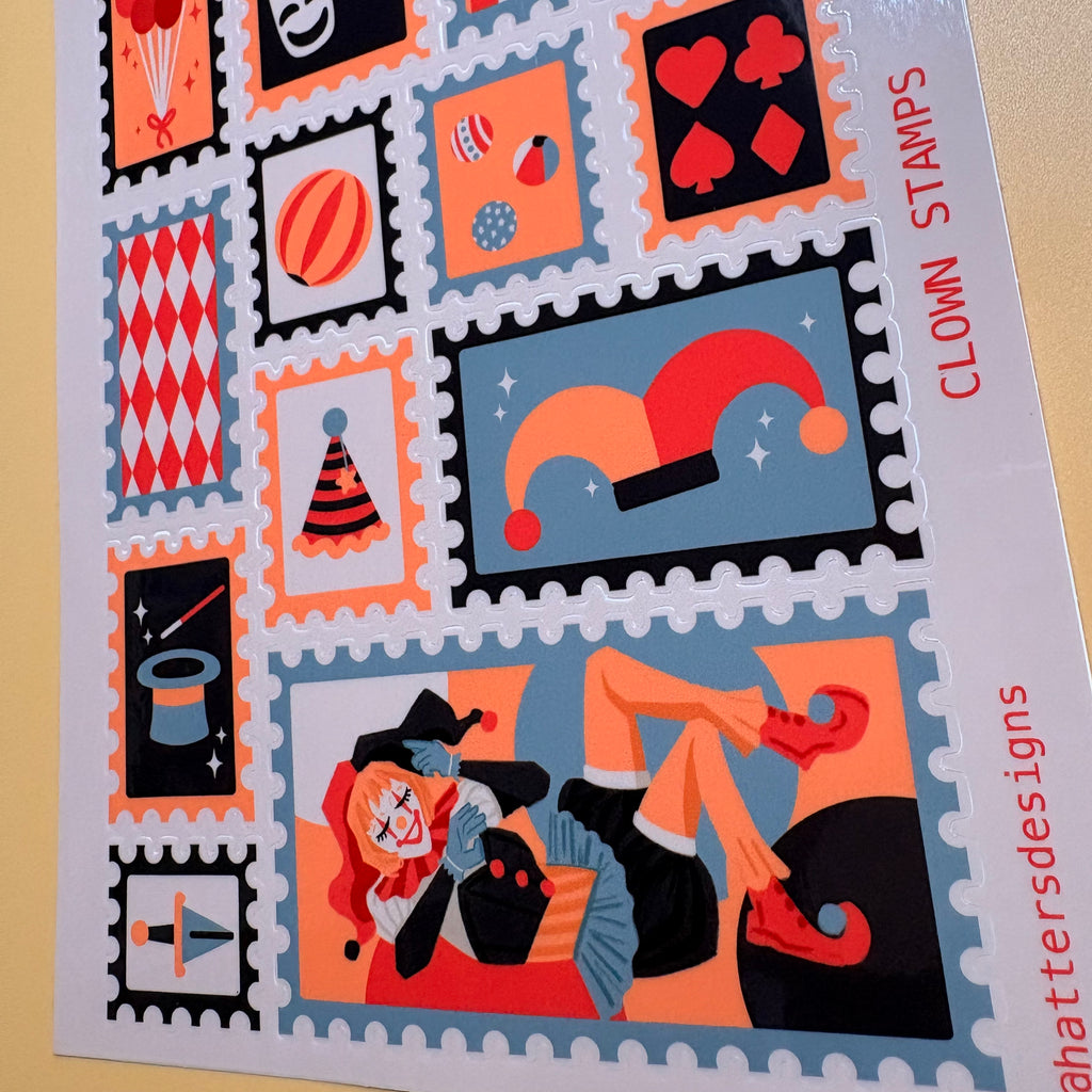 Clown Stamp Stickers