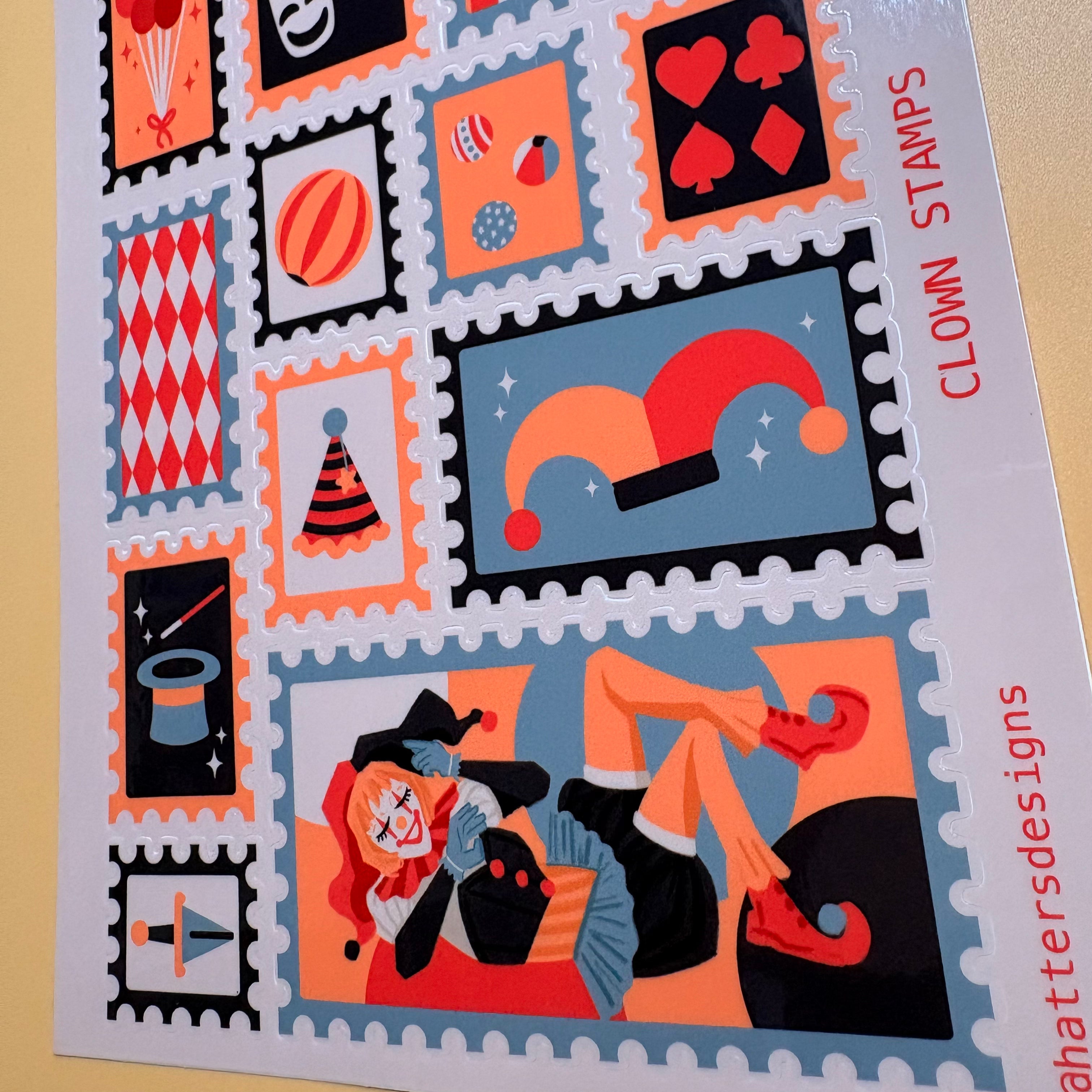 Clown Stamp Stickers