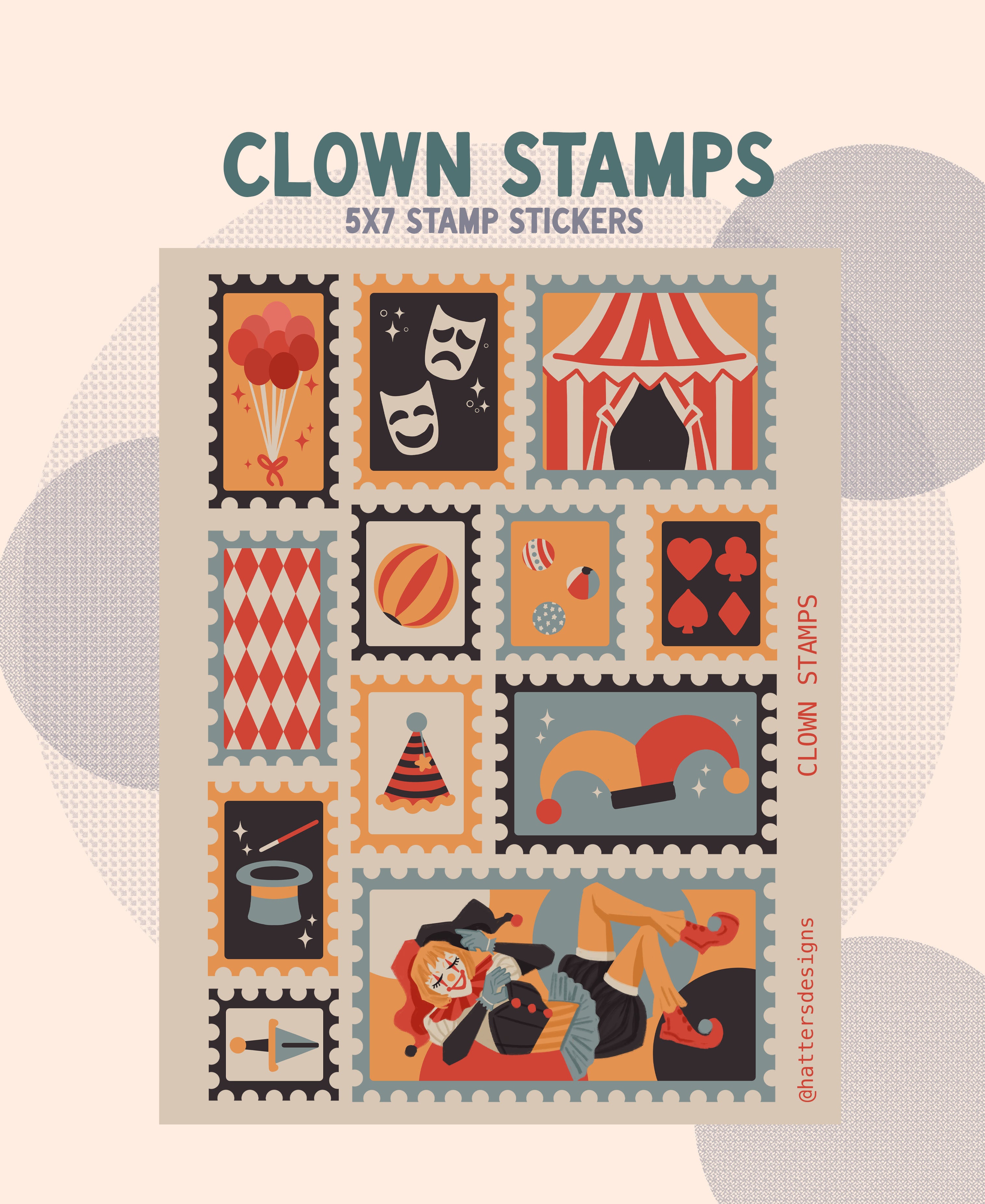 Clown Stamp Stickers