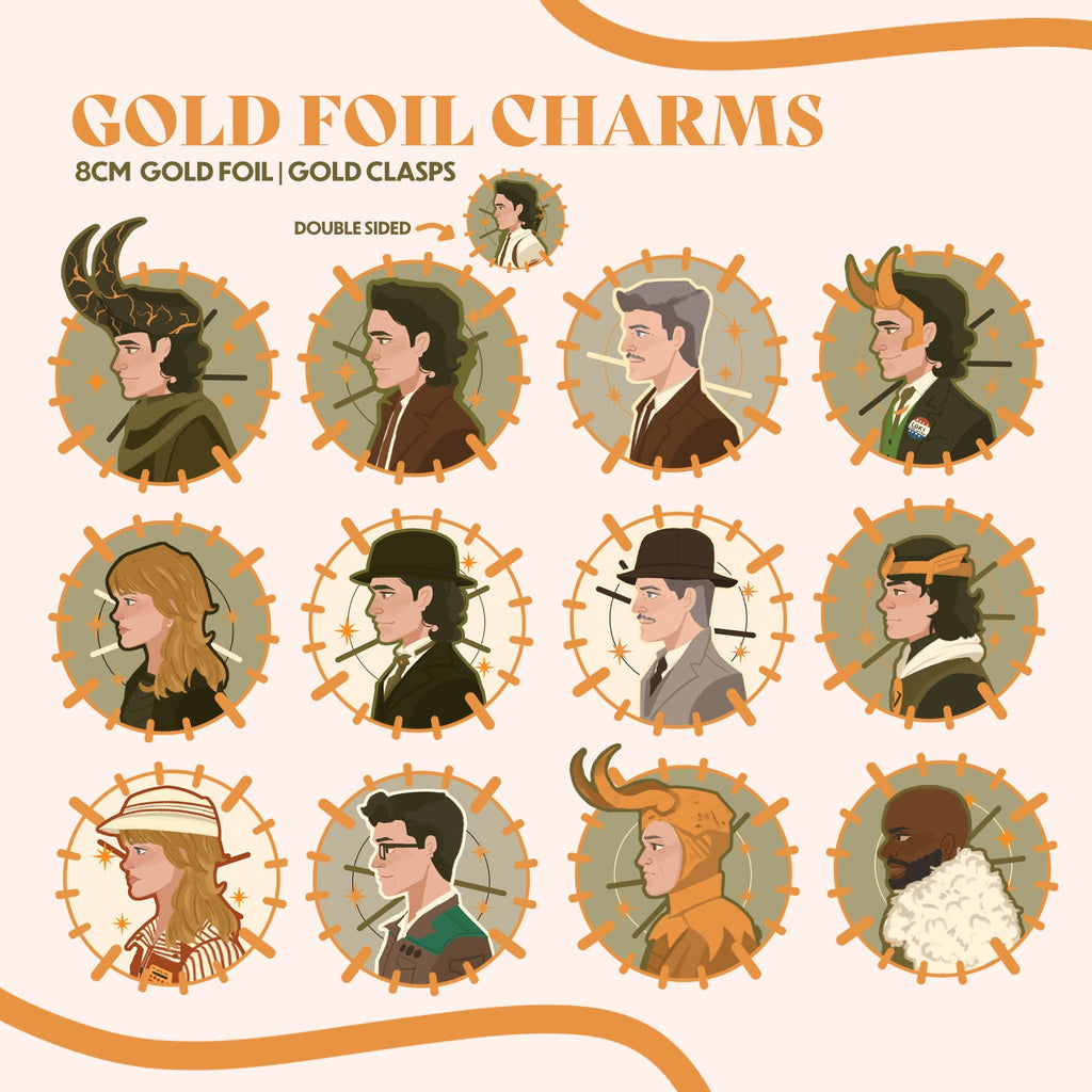 Gold Foil Loki Charms