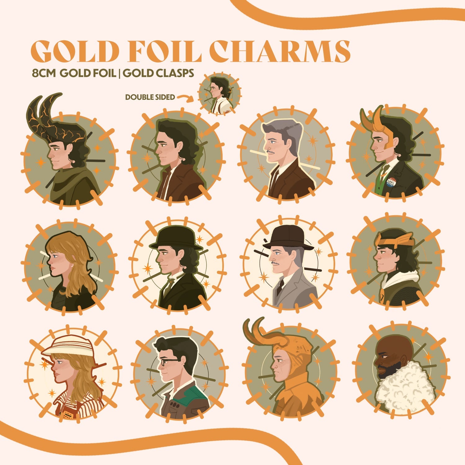 Gold Foil Loki Charms
